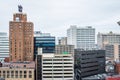 Aerial of Historic downtown Harrisburg, Pennsylvania next to the Royalty Free Stock Photo