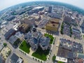 Aerial of Historic Government Courthouse Amidst Cityscape in Evansville, Indiana