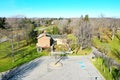 Aerial historic McFarland House in Niagara-on-the-Lake, Ontario, Canada