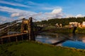 National Road - Historic Wheeling Suspension Bridge - Wheeling, West Virginia Royalty Free Stock Photo