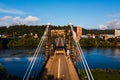 National Road - Historic Wheeling Suspension Bridge - Wheeling, West Virginia Royalty Free Stock Photo