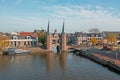 Aerial from the historical city Sneek in Friesland the Netherlands Royalty Free Stock Photo