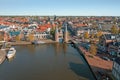 Aerial from the historical city Sneek in Friesland the Netherlands Royalty Free Stock Photo