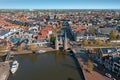 Aerial from the historical city Sneek in Friesland the Netherlands Royalty Free Stock Photo