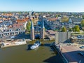 Aerial from the historical city Sneek in the Netherlands Royalty Free Stock Photo