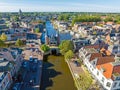 Aerial from the historical city Sneek with the Watergate in the Netherlands Royalty Free Stock Photo