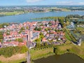 Aerial from the historical city Woudrichemm at the river Merwede in the Netherlands