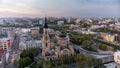 Aerial Holy Annunciation Cathedral in evening