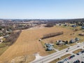 Aerial of Homes and Farmland in Red Lion, Pennsylvania in York C