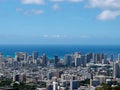 Aerial of Honolulu, Diamond Head, Waikiki, Buildings, parks, ho Royalty Free Stock Photo