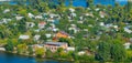 Aerial houses Dnipro river Kyiv Royalty Free Stock Photo