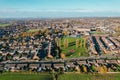 Aerial Houses Residential British England Drone Above View Summer Blue Sky Estate Agent