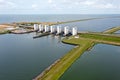 Aerial from the Houtrib sluices near Lelystad in the Netherlands