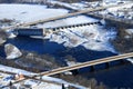 Aerial hydroelectric dam Chippewa Falls Wisconsin