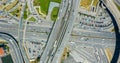 Hyperlapse of multi-lane freeway, road junction in Istanbul, top down