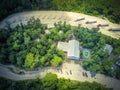 Aerial I-10 highway rest area in Hankamer, Texas, USA Royalty Free Stock Photo