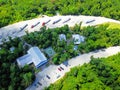 Aerial I-10 highway rest area in Hankamer, Texas, USA Royalty Free Stock Photo