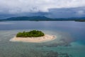 Aerial of Idyllic Island and Rain Clouds in Papua New Guinea Royalty Free Stock Photo