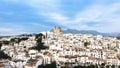 Aerial image of Altea in Alicante (Spain) with its typical white houses with its church in the center Royalty Free Stock Photo