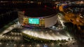 Aerial image American Airlines Arena at night