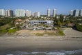 Aerial image of a beachfront mansion under construction Royalty Free Stock Photo