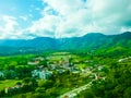 Aerial image of beautiful town in Indian Himalayas.