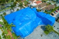 Aerial image building tented blue for fumigation Royalty Free Stock Photo