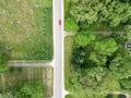 Aerial image of cross roads through the farm lands