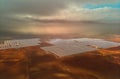 Aerial image drone point of view photo Gemasolar Concentrated solar power plant CSP Royalty Free Stock Photo