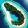 Aerial image of a genuine archipelago of unique atoll Stunning natural landscape