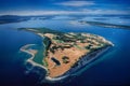 Aerial of James Island, Salish Sea, BC, Canada Royalty Free Stock Photo