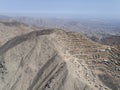 Aerial image of Lima Peru, shanty town in the hills.