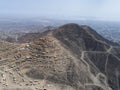 Aerial image of Lima Peru, shanty town in the hills.
