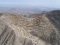 Aerial image of Lima Peru, shanty town in the hills.