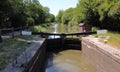 Aerial image of Loxwood lock on the Arun & Wey canal. Royalty Free Stock Photo