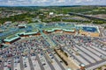 Aerial image of Meadowhall, one of the largest shopping malls in the UK in Summer 2019