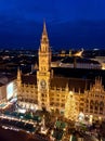 Aerial image of Munich with Christmas Market