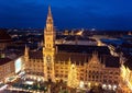 Aerial image of Munich with Christmas Market