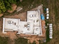 Aerial image of a new family house being built.