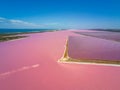 Aerial image of the Pink Lake and Gregory in Western Australia with different concentrations of salt in the water