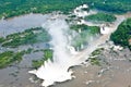 Aerial view Iguazu Falls, Overview Iguazu Waterfalls and Rainforest Royalty Free Stock Photo