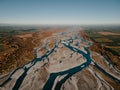 Aerial image of Rakaia River, New Zealand