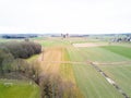 Aerial image of rural landscape in Switzerland.