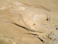 Aerial image of sand quarry in Peruvian desert.