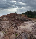 aerial scene of the land erosion due to deforestation and earth mining.