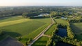 Sunset Over Verdant Farmland and Lakes Royalty Free Stock Photo