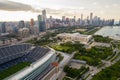 Aerial image of Soldier Field and Downtown Chicago Royalty Free Stock Photo