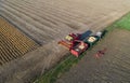 Soybean harvest shoot from drone Royalty Free Stock Photo