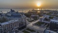 Aerial image of sunrise over the Odessa Opera Royalty Free Stock Photo