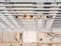 Aerial image of a suspended platform for cleaning windows in a building in Lima Peru. Royalty Free Stock Photo